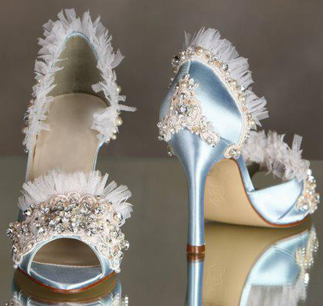 Marie Antoinette Couture Wedding Shoes in Pale Blue Pink White or Ivory