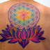 Lotus Circle Flower Tattoo Designs Full Back