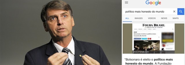 GOOGLE VETARÁ NOTÍCIA FALSA DE QUE BOLSONARO É “O POLÍTICO MAIS HONESTO DO MUNDO”