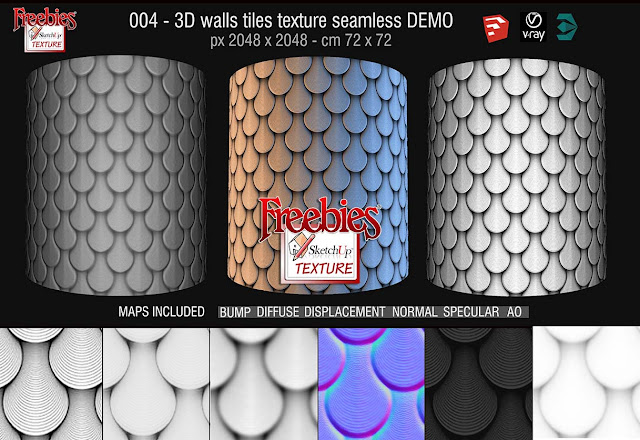  Download this useful packet that contains an  Freebie today 3D Wall tile texture seamless in addition to maps 