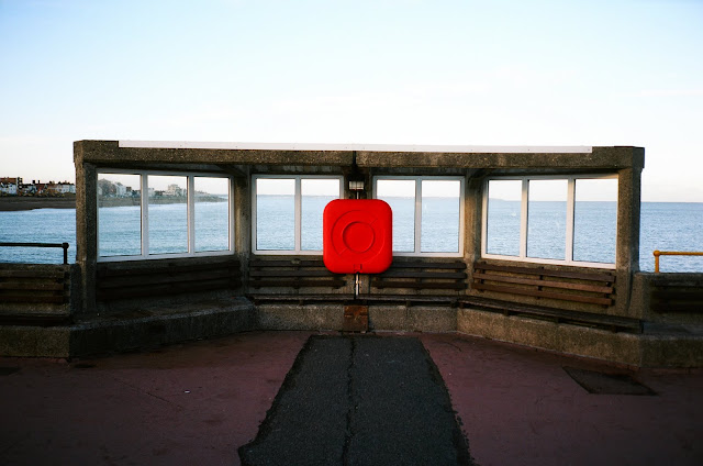 DEAL PIER, KENT, BRUTALIST STRUCTURE, CONCRETE, RED, LIFEBELT, EAST COAST, 2013 © VAC