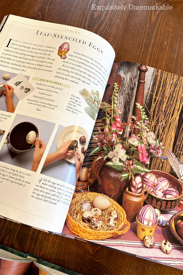 Crafty Decorating Book open to Easter egg decorating page