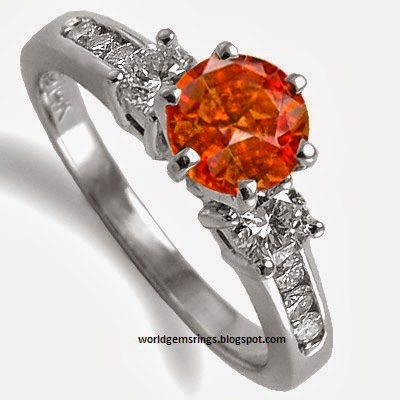 ... Ring+Beautiful+party+ring+orange_sapphire+and+diamond+14k+wedding+ring