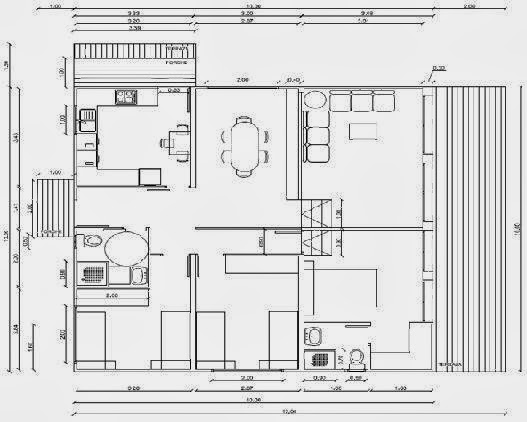 Plano de una casa de 3 dormitorios en 90 metros