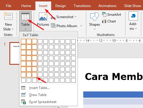 Cara Membuat Tabel di PPT Menggunakan Menu Insert