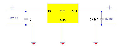 12V to 8V DC converter using 7808 regulator IC