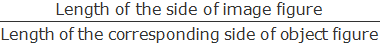 Scale factor (k) = "Length of the side of image figure" /"Length of the corresponding side of object figure"