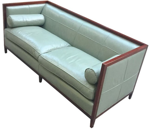 Sage Green Leather Sofa