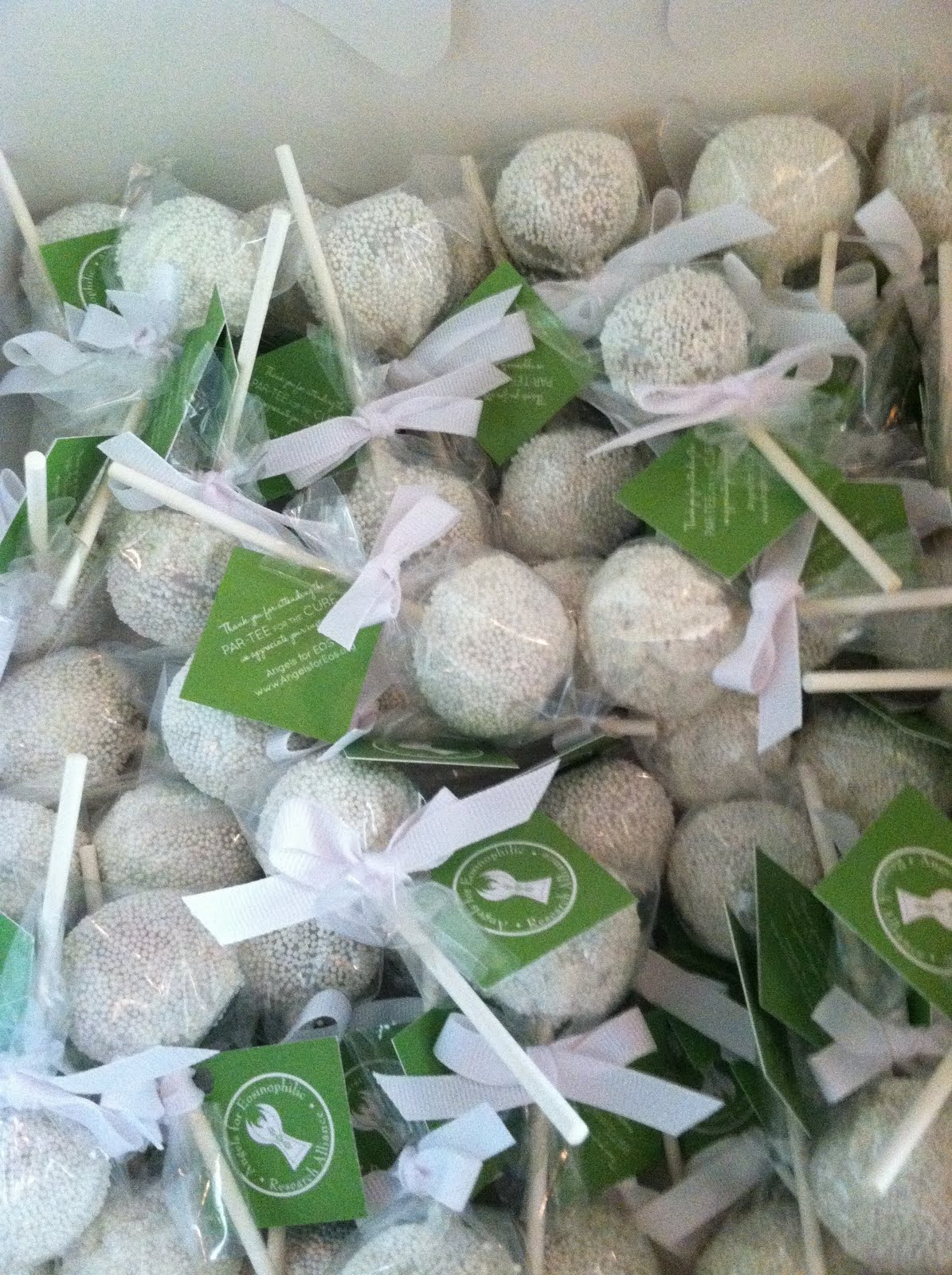 cake pops wedding centerpieces Angels for EOS Par-Tee for a Cure and Golf Tournament
