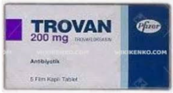 Trovafloxacin (Trovan), an antibiotic withdrawn from the market for causing massive liver necrosis.
