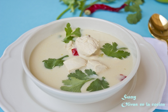 Sopa Tailandesa de pollo con leche de coco