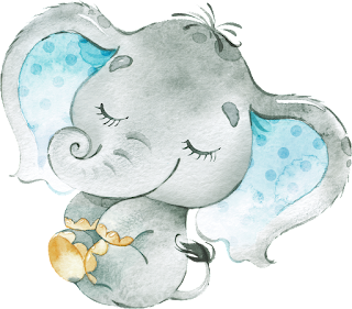 Imágenes de Elefantitos Bebés en azul, con Fondo Transparente para Descargar Gratis.