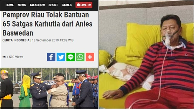 Tolak Bantuan Anies Baswedan Kepala BPBD Riau Terkapar Kena ISPA