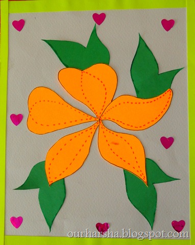 Orange Five Petal Flower  (12)