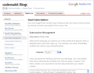 Email subscription by Feedburner ScreenShot