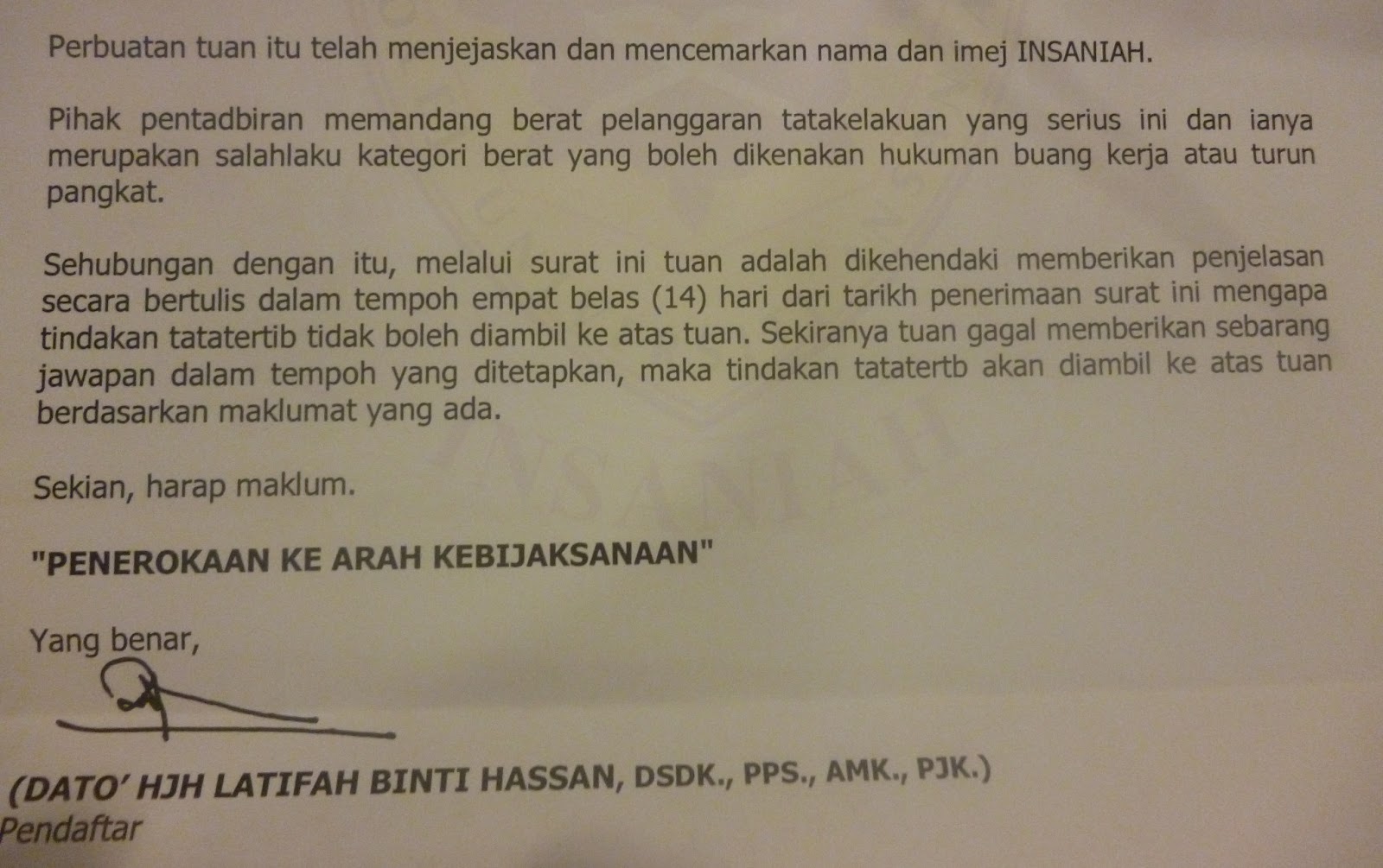 Contoh Surat Penjelasan Lewat Lapor Kemalangan