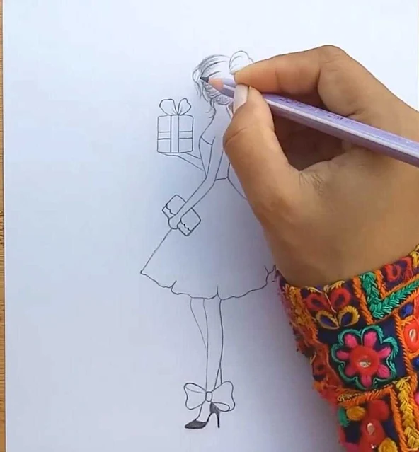 رسم فتاة جميلة بالرصاص