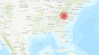 Epicentro sismo 5,1 grados en Carolina del Norte