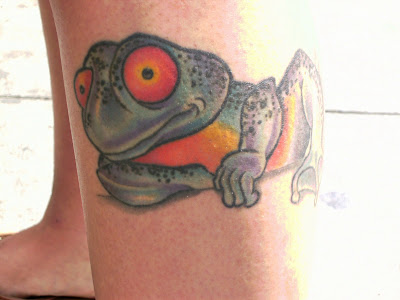 frogs tattoos. Green Art Frog Tattoo design