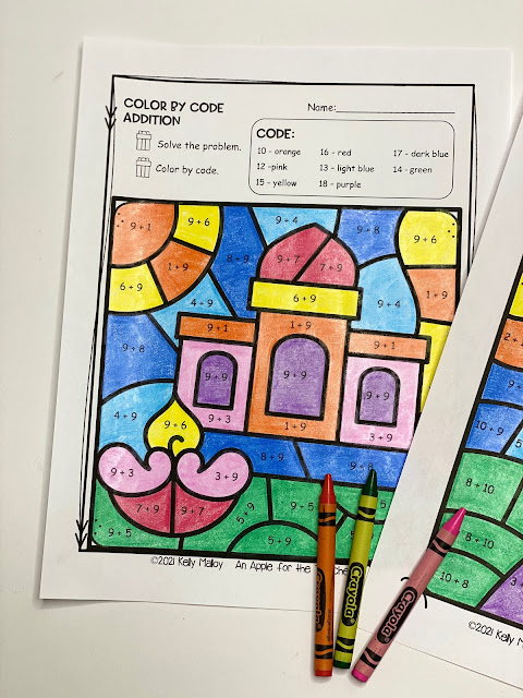 Diwali Color by Number Addition house photo