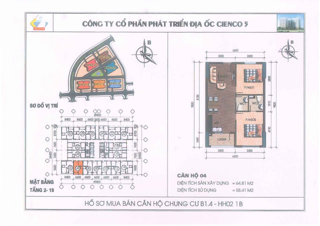 Mặt bằng căn hộ 04 chung cư b1.4 hh02-1b thanh hà