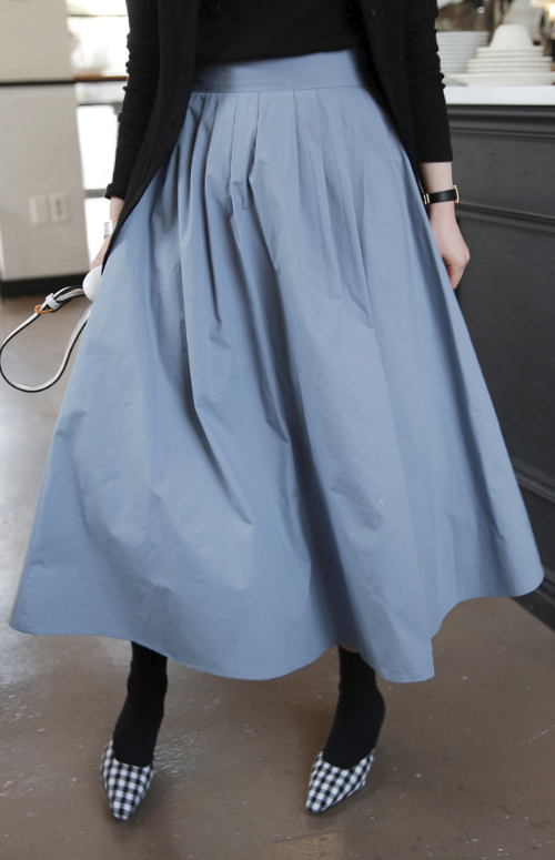 Semi-Elastic Waist Midaxi Skirt