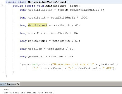 Menampilkan Waktu Aktual Dengan Java