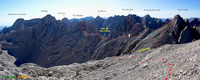 Ruta a Torre Bermeja, Coello, Tiro del Oso y Boada desde el Refugio de Cabrones en Macizo Central de Picos de Europa