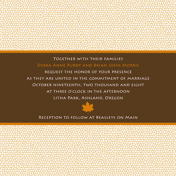 Burnt Maple Wedding Invitation This invitation has a square design and 