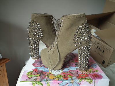 Jeffrey Campbell Lita Spike in Taupe Suede