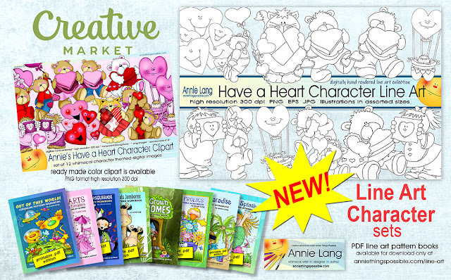 Annie Lang's digitally formatted Line Art Sets from Creative Market make Annie Things Possible