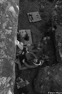 La directe de la voie de l'arbre, 7A+, JA Martin, Trois Pignons