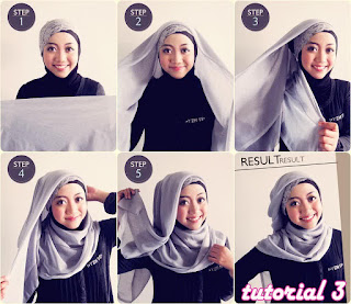 cara pakai jilbab segi empat sederhana untuk wajah bulat