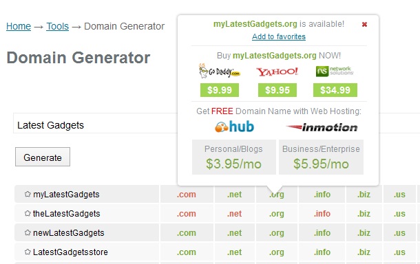 PCNames Domain Generator Tool
