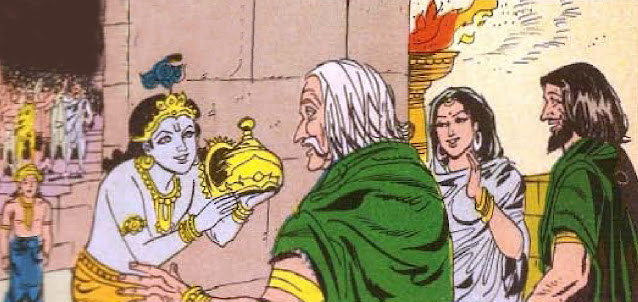 Krishna crowning Ugrasena
