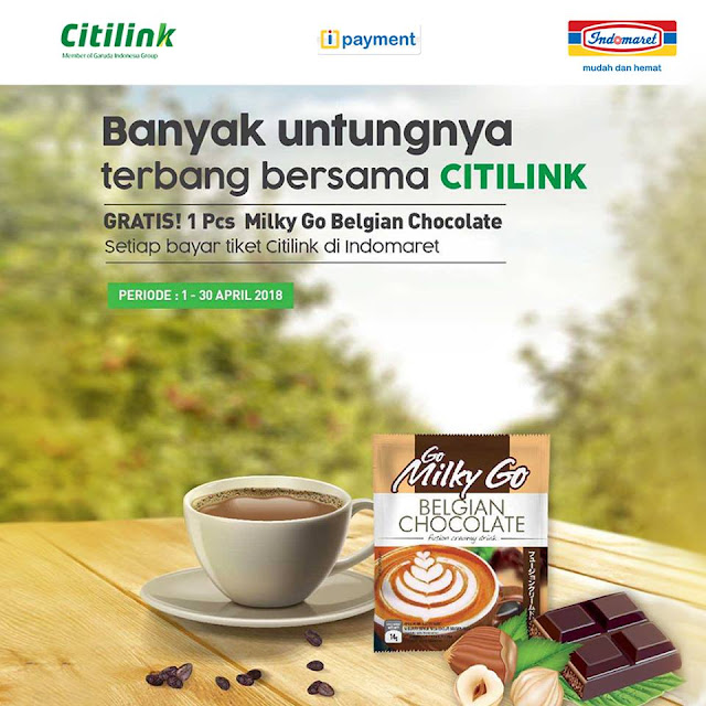tiket Citilink di Indomaret Gratis! 1 pcs Milky Go Belgian Chocolate