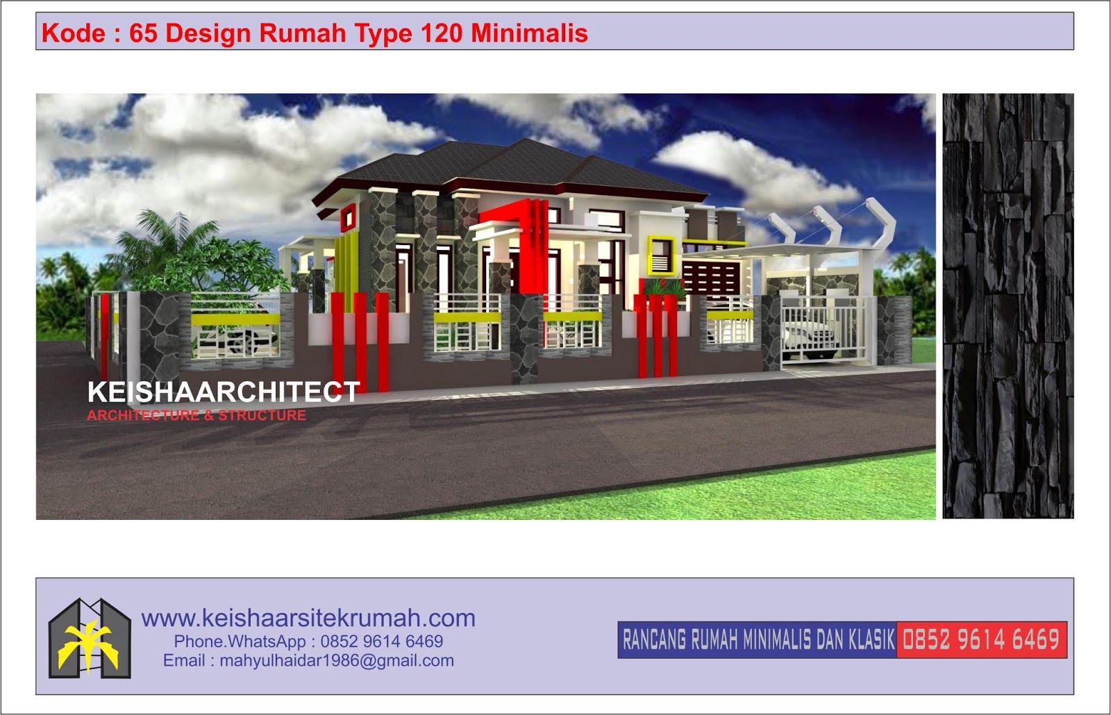 KODE 65 DESIGN RUMAH TYPE 120 LOKASI LUBUK ACEH BESAR DESAIN