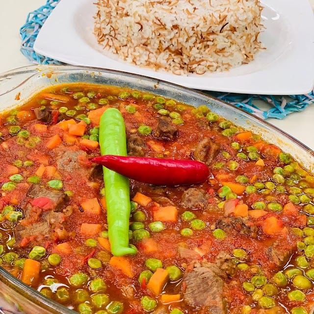  Peas casserole with lamb meat from the Egyptian kitchen