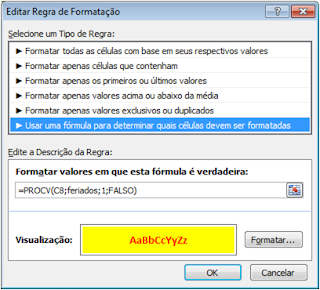 Calendário, Formatação Condicional, Excel