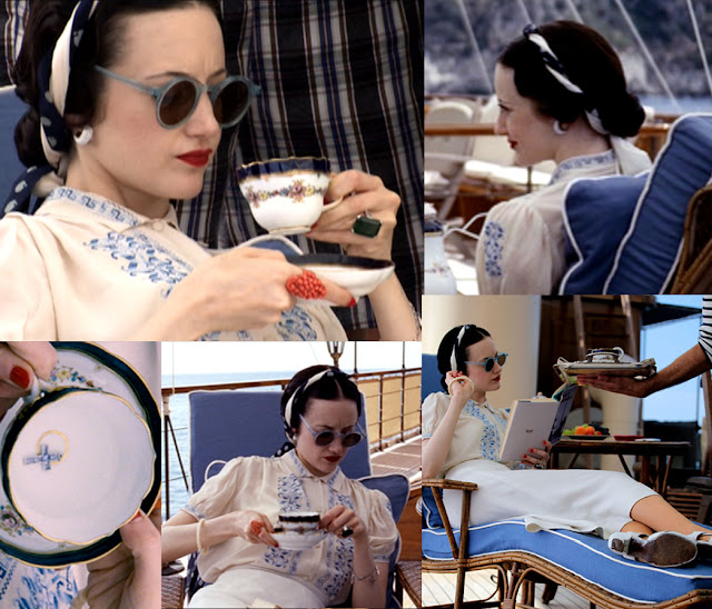 Fabulous Film Fashions W.E.  - Wallis - Blue & White Peasant Blouse & White Skirt