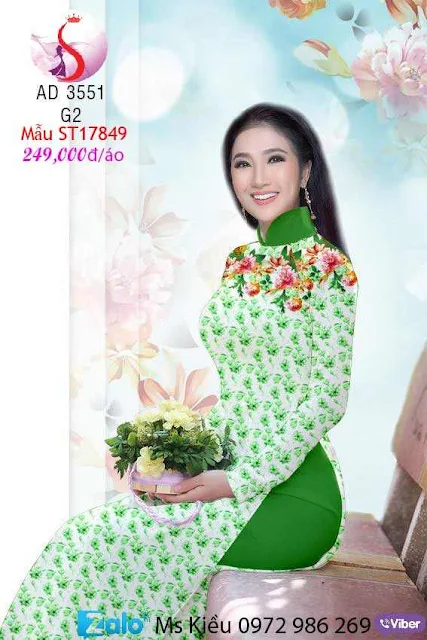 VẢI ÁO DÀI ĐẸP HOA ĐÀO THỜI TRANG MẪU T17849