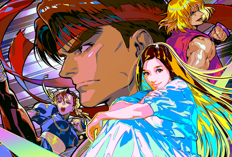 The official artwork for the 2013 version of “Itoshisa to Setsunasa to Kokoro Zuyosa to”, featuring the characters Ryu, Ken and Chun-Li from Street Fighter, and Ryoko Shinohara.