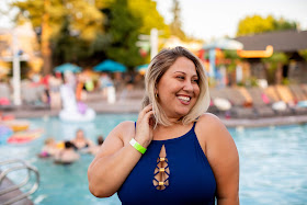 plus size woman by the pool