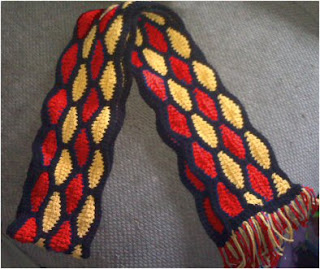 Shades of Safhire -Stained Glass Crocheted Scarf
