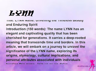 meaning of the name "LYNN"