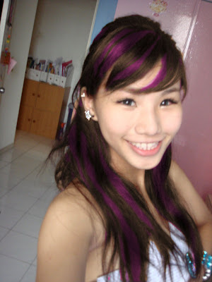 hair color purple red. Black Hair With Purple