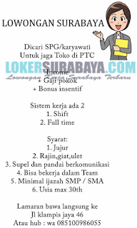 Lowongan Kerja Surabaya Terbaru di Toko PTC Juni 2019