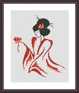 Japanese geisha cross stitch design - Tango Stitch