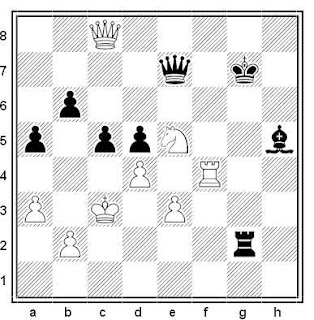Posición de la partida de ajedrez Kabanov - Kruus (URSS, 1985)