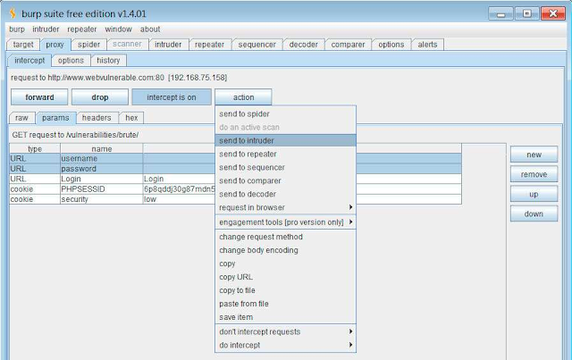 enviarán estos datos a la herramienta intruder